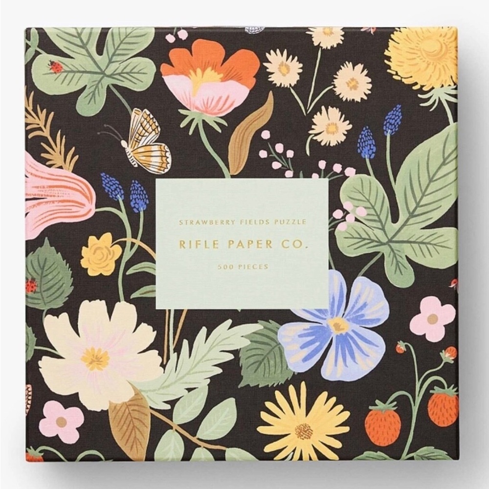 Rifle Paper Co. Strawberry Fields Jigsaw Puzzle 500 Piece Boho Floral NEW - Picture 1 of 7